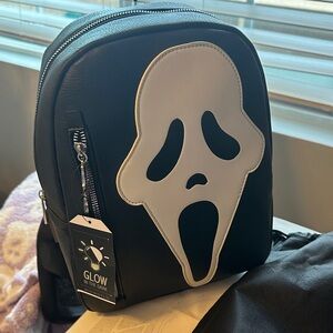 Ghostface scream bioworld Black and White Backpack Glow-in-the-Dark Design NWT